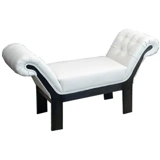 Xlmoebel Polsterhocker Chesterfield Leder Hocker Fußhocker Relax Ottomane Pouf, Made in Europa weiß