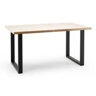 Feldmann-Wohnen Esstisch Pablo (mit 2 Erweiterungsstücken und Metallgestell, 1-St., moderne Optik, Tischplatte rechteckig, ausziehbar), 120/220x80cm ausziehbar Bianco Marmor weiß