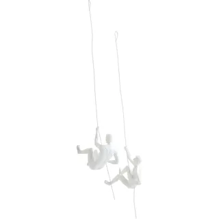 JOTEX Human Climbers Dekorative Figuren, 2er-Set Turner für Wanddeko, Rostbraun - Weiß, 18X21X8 cm