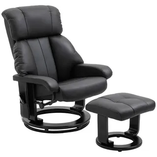 Homcom Relaxsessel Kunstleder 76 x 102 x 80 cm Schwarz mit Hocker