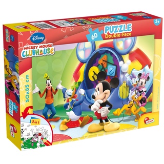 LISCIANI – DISNEY – Mickey-Mouse-Puzzle – 60-teiliges Puzzle – doppelseitig – Rückseite zum Ausmalen – Lernspiel – fördert Koordination und Beobachtung – fördert Kreativität – ab 4 Jahren