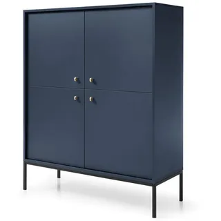 Masseno Highboard, Blau, Holzwerkstoff, 104x125x39 cm, Wohnzimmer, Kommoden & Sideboards, Highboards