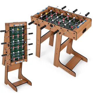 HOMASIS Kickertisch klappbar, Tischfußballspiel inkl. 2 Bälle, 18 Kicker, 6 Spielstangen & Punktezähler, Tischkicker für Erwachsene & Kinder, Tischfußball Spieltisch Fußballtisch für Partys