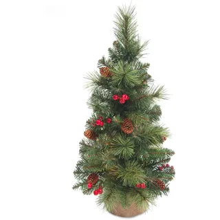 artplants.de Künstlicher Mini Weihnachtsbaum BUKAREST, geschmückt, 75 Zweige, 45cm, Ø 25cm - Kunst Tannenbaum - Deko Christbaum