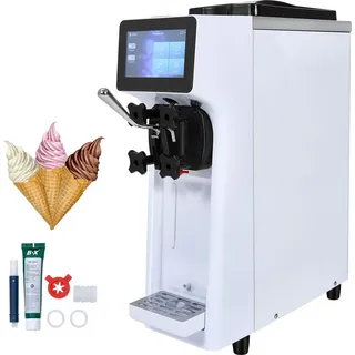 Vevor Kommerzielle Eismaschine, 10 L/h Leistung, Softeismaschine Einzelne Geschmacksrichtung, Arbeitsplatte, 4 L Trichter, 1,6 L Zylinder,