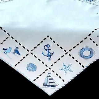 Brilliant Mitteldecke Bestickt / Versch. Größen / Maritim / CY-5366-1M, Bestickt weiß 40x160cm | 40 cm x 160 cm