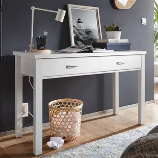 FINEBUY Schreibtisch FB36014 (Weiß mit 2 Schubladen 120 x 77 x 50 cm Modern), Bürotisch Home Office, PC-Tisch mit Stauraum weiß