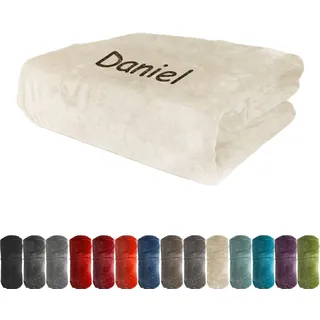 Zelaro Kuscheldecke mit Namen Personalisiert | Kuscheldecken in 150x200 cm & 180x220 cm | Decke mit Namen Bestickt | Kuschelig Weiche Wolldecke als Namen Geschenke | XXL Kuscheldecke (Rot, 180x220cm)