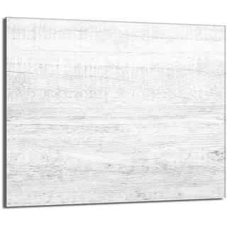 Herdabdeckplatte 60x52 Einteilig Glas für Elektroherd und Induktion Herdschutz Spritzschutz Glasplatte Deko Schneidebrett, Holz Weiß