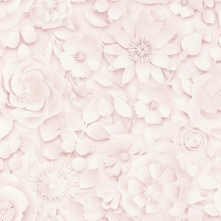 Rasch Tapete 200232 - Helle Papiertapete in Rosa mit Blumen in 3D-Optik - 10,05m x 0,53m (LxB)