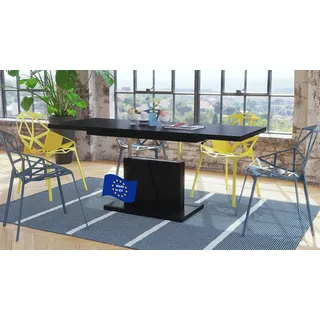Mazzoni Grand Noir Couchtisch ausziehbar höhenverstellbar 120/180cm in Schwarz matt modern vielseitig Wohnzimmertisch Esstisch Beistelltisch Sofatisch platzsparend hochwertig Wohnzimmer