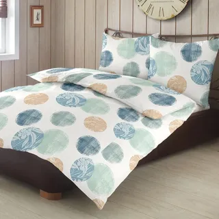 Traumschlaf Bettwäsche Punkte natur 155x220 cm + 80x80 cm - beige;grün;blau