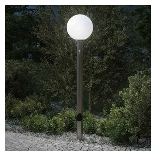 vidaXL Pollerleuchte Edelstahl 120,0 cm mit Sensor und Steckdose IP44 silber