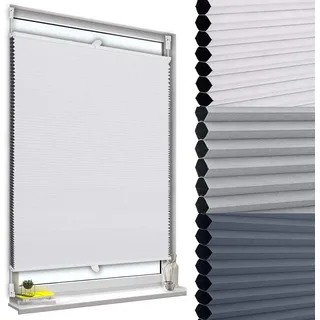 WOLTU Wabenplissee ohne Bohren verdunkelung Thermo Doppelplissee Klemmfix Zweifarbig 95x120cm Weiß-Weiß, Plissee Faltrollo Sonnen-, Sicht- & Schallschutz, Jalousie Plisseerollo für Fenster & Tür