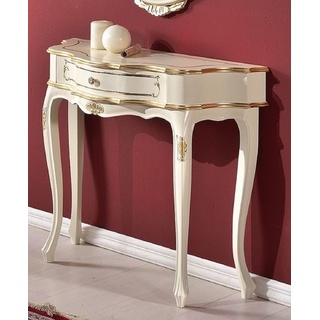 Casa Padrino Luxus Barock Konsole Weiß / Gold - Handgefertigter Massivholz Konsolentisch - Barock Möbel - Luxus Qualität - Made in Italy