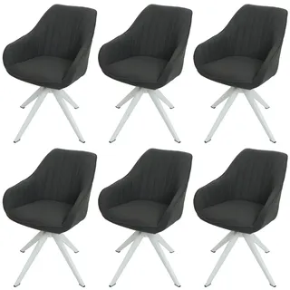 Mendler Esszimmerstuhl HWC-K27 Stoff dunkelgrau 6er Set