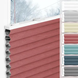 Wabenplissee Plissee ohne Bohren Verdunkelung Klemmfix Thermo Verdunklungsplissee, Weinrot-Weiß 40x130cm(BxH), 100% Verdunkelnd & Sicht- & Schallschutz, Wärmeisolierung für Fenster & Tür
