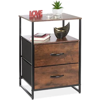 Relaxdays Nachttisch Industrial 45 x 41 x 70 cm Schwarz/Braun