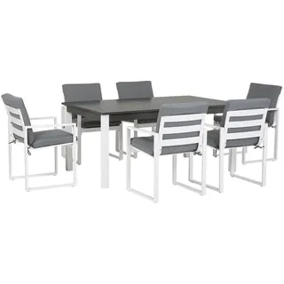 Beliani Gartenmöbel Set Grau Weiß Dunkelgrau 6-Sitzer Terrasse Outdoor Modern - Grau/Weiß