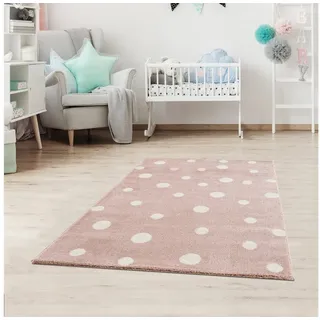 Jimri Kinderteppich DOT ́S Teppiche für Kinderzimmer, Kinderzimmerteppich, Teppich, Rechteckig, Regenbogen rosa Rechteckig | 120 cm x 170 cm
