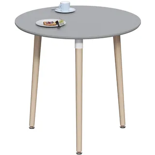 Vida Designs Batley Runder Esstisch, moderner runder Küchentisch mit Beinen aus natürlichem Buchenholz, kompakter Esstisch für kleine Küchen- & Esszimmermöbel (Grau, 2-Sitzer)