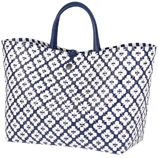 Handed By - Tasche, Markttasche, Einkaufstasche, Shopper - Motif Bag - blau/weiß - Größe L - 38 x 32 x 22 cm