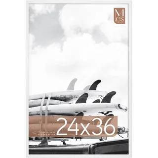 MCS Foundation Posterrahmen, 61 x 91 cm, traditionell, weiß, vertikaler und horizontaler Wandbehang, großer Bilderrahmen für Fotos, Poster und Kunstdrucke (1er-Pack), 24x36 - 60 x 90 cm