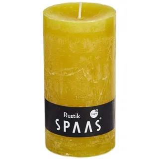 Spaas 8 Rustikale Stumpenkerzen ohne Duft, Paraffinwachs Autumn Yellow, D 70 mm x H 130 mm