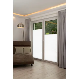 K-home 421614-11 Klemmfix-Plissee Weiß 80 x 210 cm (B x L) Lichtschutz +++ Moderne Crushed Optik +++