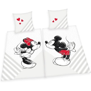 Herding 4478480250 - Disney Mickey & Minnie Mouse Partnerbettwäsche, Bettwäsche-Set, 2x80x80cm und 2x135x200cm