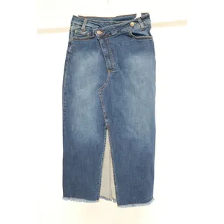 MonCaprise by Clothè Midirock Jeansrock Jeans-Trend Midiskirt Midi Rock hochwertige Qualität blau
