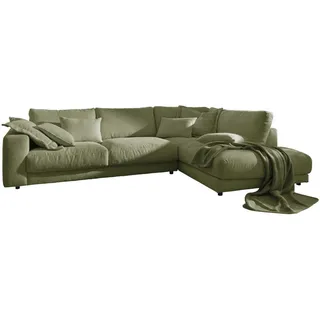 KAWOLA Ecksofa Madeline Cord Recamiere rechts olivgrün