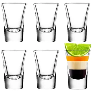 Yitobici 6 Stück Schnapsgläser,30ml Tequila Shotgläser Set, Robuste Shotgläser aus Glas, Shot Gläser für Tequila, Wodka, Ouzo, Likör