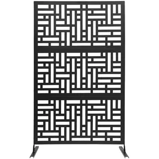 Czyurachel Raumteiler, 120 x 190 cm Sichtschutz mit Sockel, Gartensichtschutz, Paravent Outdoor, Trennwand für Außenbereich, Balkon, Garten, Sitzecke, Metall, Schwarz