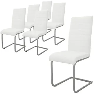 ML-DESIGN Stuhl Esszimmerstühle Schwingstühle mit Rückenlehne Design Küchenstühle (6 St), Polsterstuhl Freischwinger 6er Set Küchenstuhl bis 120kg Kunstleder weiß
