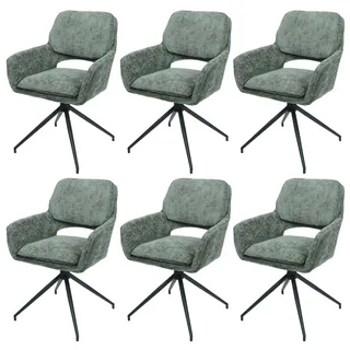 Mendler Esszimmerstuhl HWC-N74 Stoff Chenille 490g/m2 drehbar 6er Set