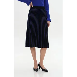 Passioni Faltenrock Midi Plisseerock Strickrock blau 42