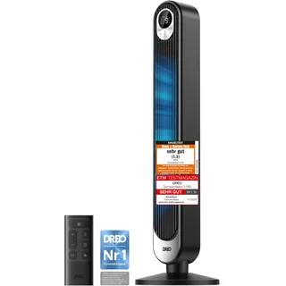 DREO DC Motor Turmventilator Leiser, 11M Windentfernung Ventilator mit Kühlung Fernbedienung, 9 Stufen 4 Modi, 90° Oszillierender Stand Ventilatoren für Schlafzimmer, Tower Fan mit 12H Timer