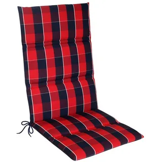 KETTLER Hochlehnerauflage 851, Gartenstuhlauflage Hochlehner 120x48x3cm, Rot-Blau Kariert blau|bunt|rot