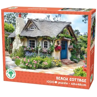 Mr. Broccoli Beach Cottage mit Blumen Puzzle 1000 Teile | Ferienhaus am Meer mit Blumengarten, FSC®-zertifizierter Karton, für Erwachsene, 68 x 48 cm