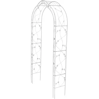 HAFIX Rosenbogen - Marseille - für Garten. Rosenspalier aus pulverbeschichtetem Metall. Rank Hilfe für Kletterpflanzen Torbogen Rosenrankenhilfe Gartenbogen wetterfest & freistehend 250x130x39cm weiß.