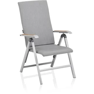 KETTLER Diamond mehrfach Verstellbarer Multipositionssessel für den Garten - Gestell Gartensessel Aluminium Silber - Bezug wetterfester Outdoorstoff mit schnellstrocknendem Schaumstoff in flanelle