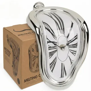 MIJOMA Melting Time Uhr – Schmelzende Uhr im Dalí-Stil 18x13 cm – Deko-Tischuhr aus Kunststoff – Surrealistische Wanduhr für Regal, Büro & Wohnzimmer – Design-Uhr modern & ausgefallen