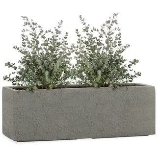 Pflanzwerk® Pflanzkübel TUB Lava Grau 17x50x17cm XXL – Rechteckig – Großer Fiberglas Blumenkübel für Garten & Fensterbank außen und innen - Frostbeständig - UV-Schutz - Markenqualität