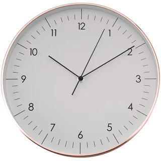 LUUK LIFESTYLE Geräuschlose Quarz Wanduhr, minimalistisches & modernes Design, für Küche, Kinderzimmer, Wohnzimmer, Diele, Geschenkidee, Weiß und Rosegold