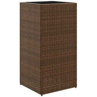 furnicato Hochbeet Brauner Pflanzkübel 40 x 40 x 80 cm aus PE-Rattan mit Stahlgestell braun