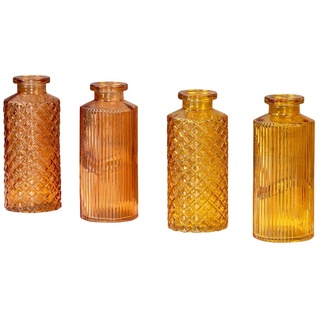 Levandeo® Dekovase, 4er Set Vase Orange H14cm Glas Blumenvase Tischdeko Frühling