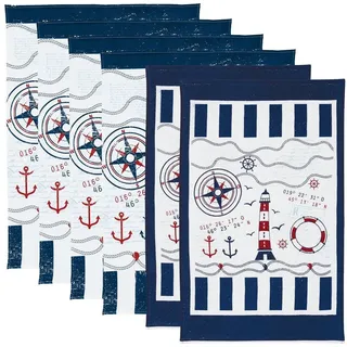 Erwin Müller Geschirrtuch Geschirrtuch-Set 6-teilig, Baumwolle blau