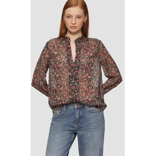 QS Leicht transparente Chiffonbluse mit All-over-Print bunt|schwarz L