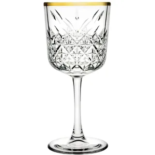 Pasabahce Satz von 4 Kelchen Timeless Goldrand Glas, Transparent, Cl 33